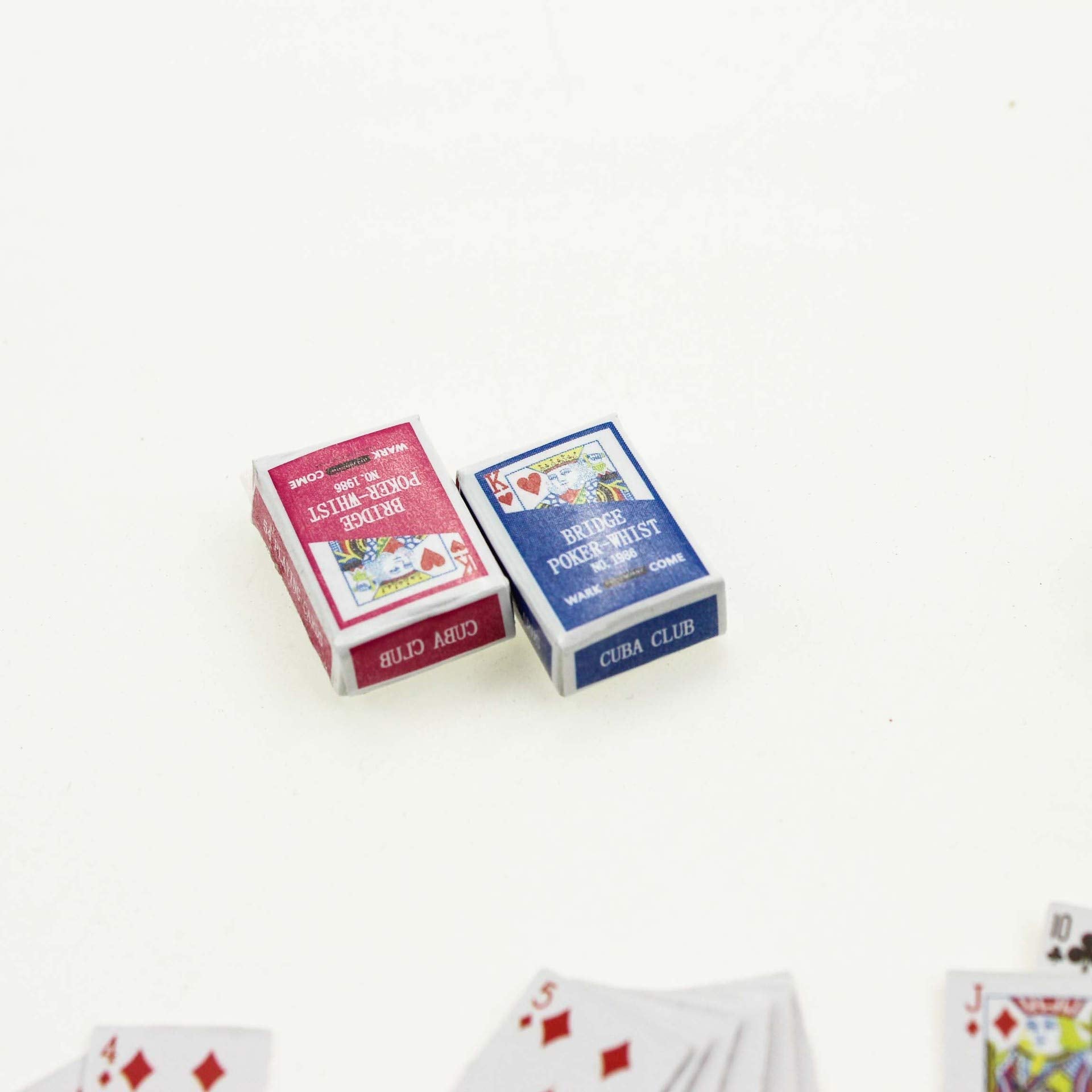 SXFSE 1:12 Dollhouse Scale Miniature Games Poker Playing Cards, Mini Playing Cards Mini Decks Game Cards (2pc K)