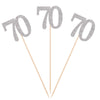 Pack of 10 Silver Glitter 70th Birthday Centerpiece Sticks Number Age 70 Table Topper Anniversary Pary Decorations
