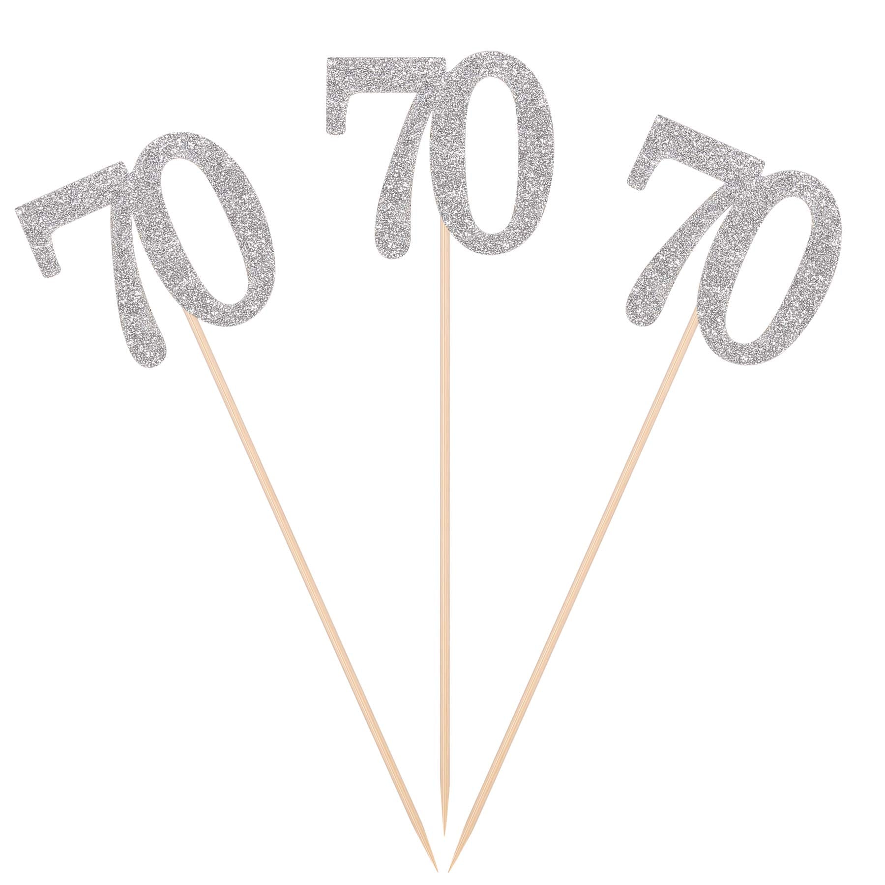 Pack of 10 Silver Glitter 70th Birthday Centerpiece Sticks Number Age 70 Table Topper Anniversary Pary Decorations