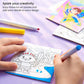 ARTEZA Fantasy Coloring & Painting Kit, 3 Pack 4x4 Canvases, 10 Markers, 16 Watercolor Pencils, Paint Brush & Sharpener, Pre-Printed Art Panels