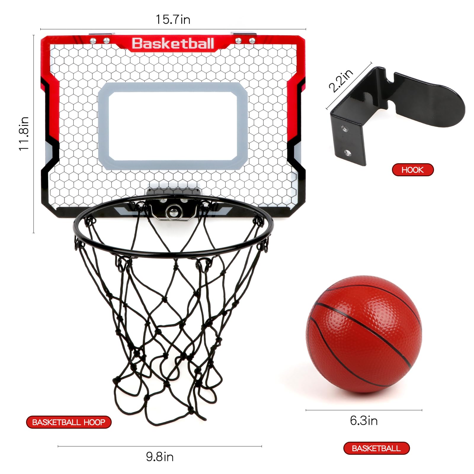 Canuan Indoor Basketball Hoop with 2 Balls & Complete Accessories, Over The Door & Mini Hoop for Kids & Adults