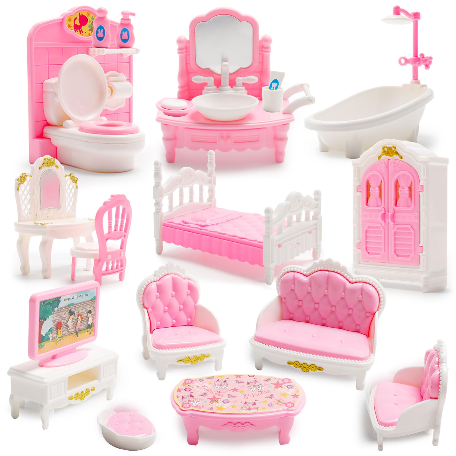 20 Pcs Mini Bathroom Set Plastic Mini Living Room Furniture Set