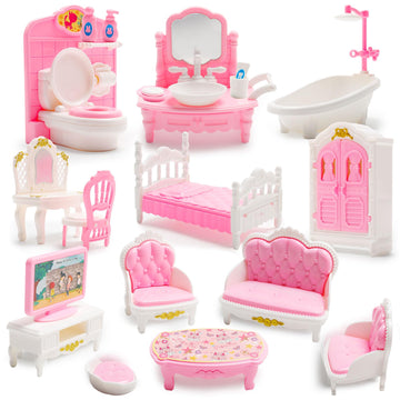 20 Pcs Mini Bathroom Set Plastic Mini Living Room Furniture Set