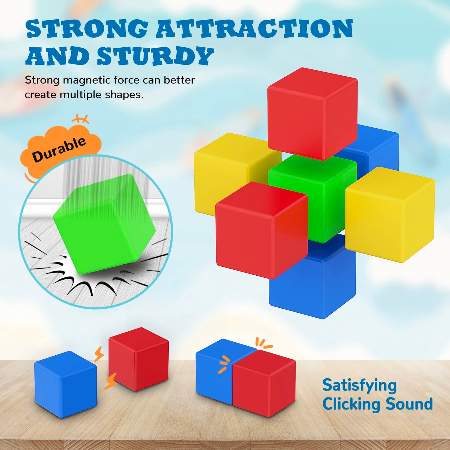ROMDS Magnetic Blocks 32 Pieces,1 inch Large Magnetic Building Blocks for Ages 3+ Year Old Boys and Girls,3D Magnetic Cubes for Kids,Preschool STEM
