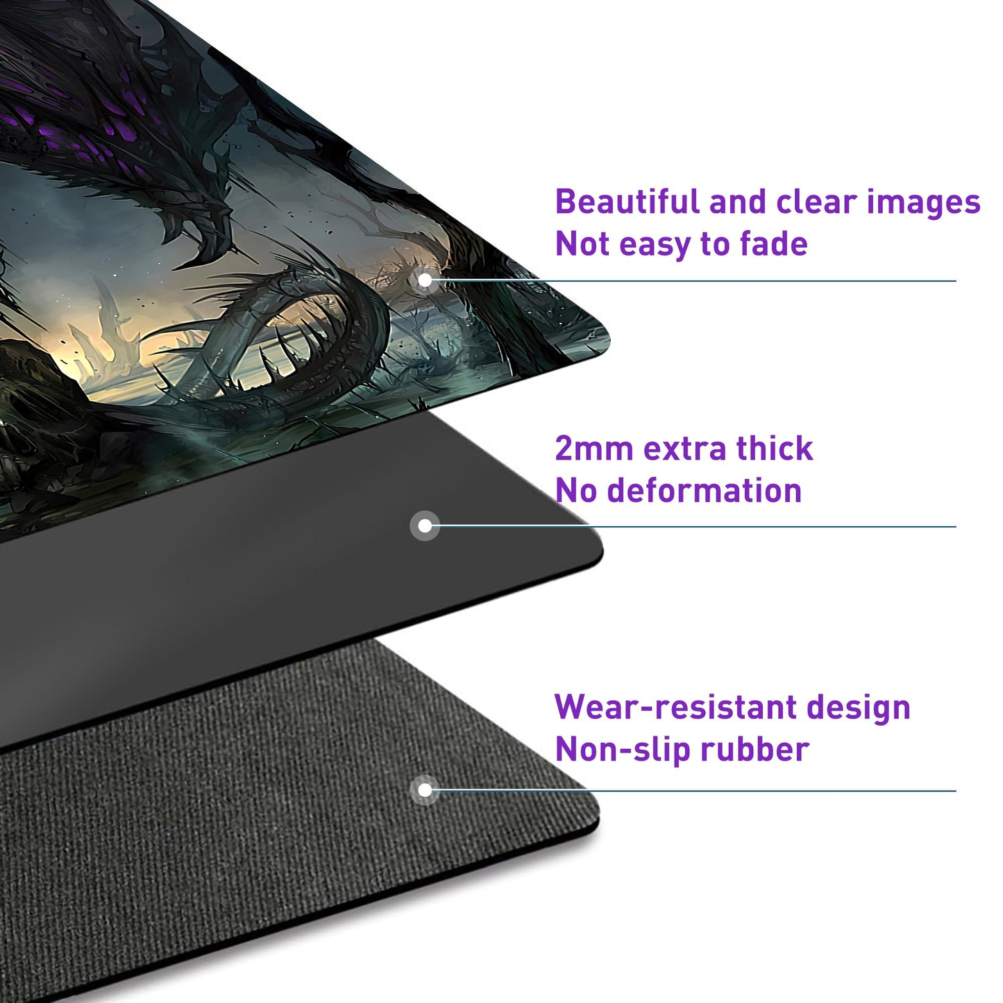 KinomiYa Extra Thick Dragon Non-Slip Rubber 24" x 14" MTG & TCG Commander Card Game Playmat with Storage Bag