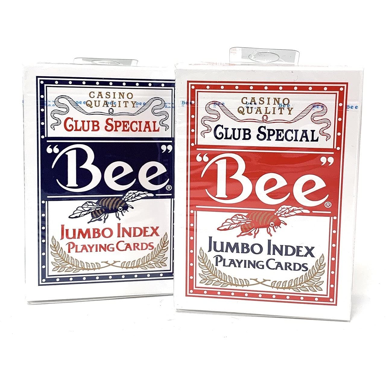 bee 2 Decks Jumbo Playing Cards Red & Blue Deck Casino Quality
