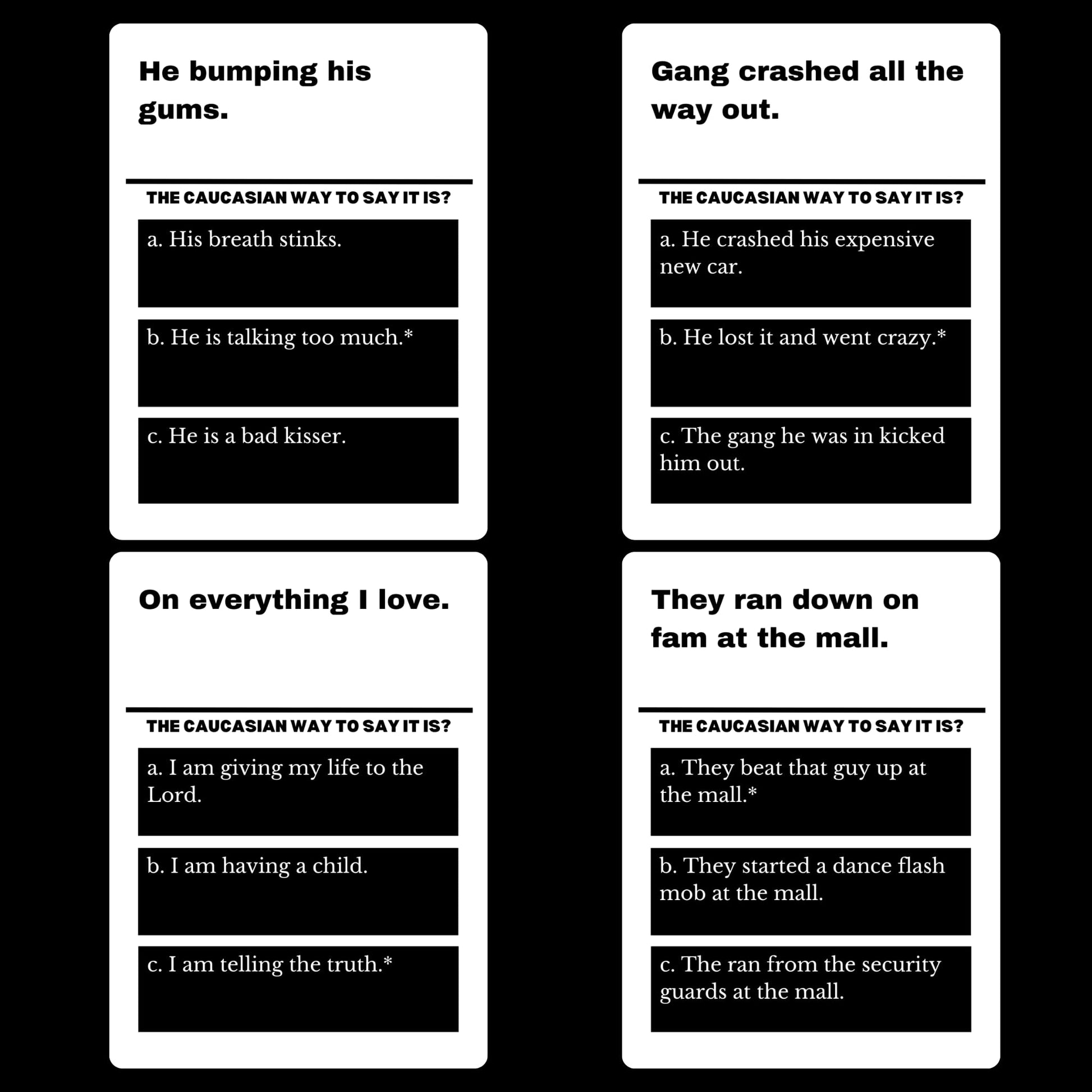 HARSTCO GAMES 99 Black Slang Phrases - A Funny Card Game that Helps You Learn the Slang Everyone Else Already Knows