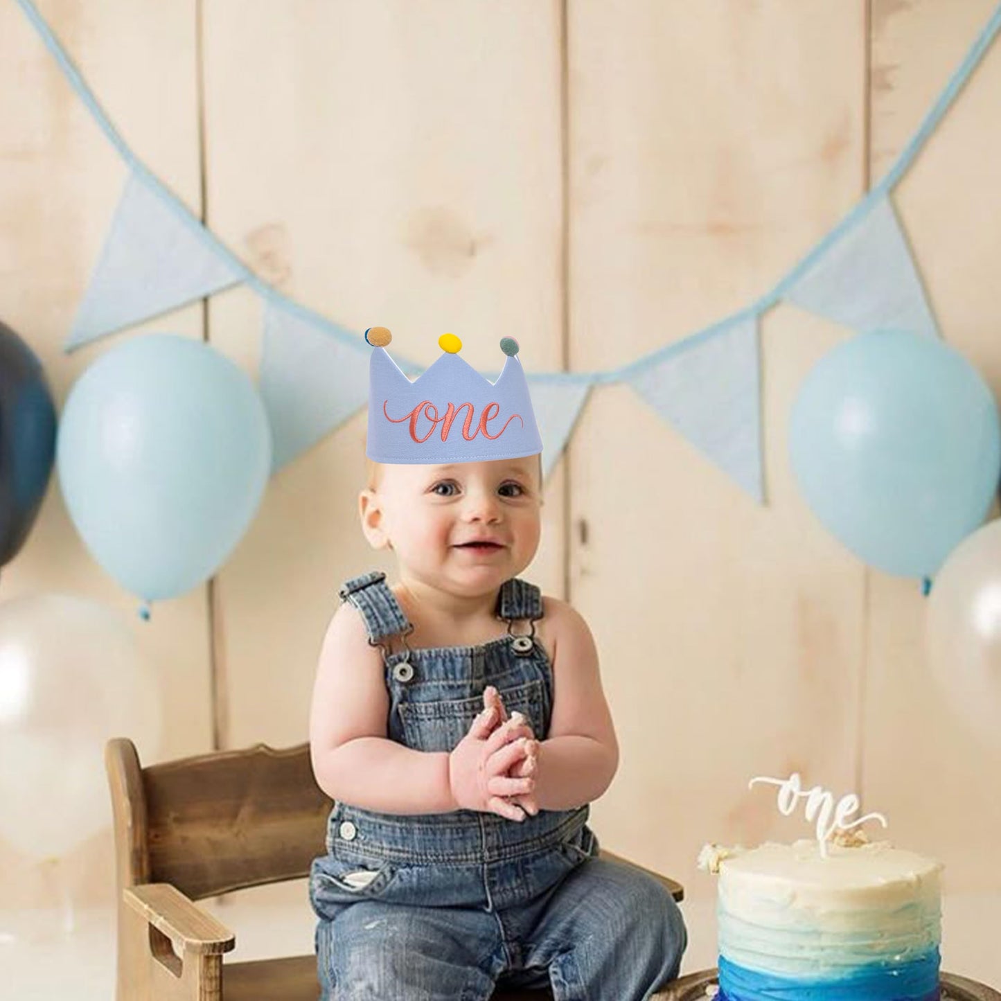 Fenzpartee First Birthday Party Hat - 1st Birthday Party Crown Hat, Unisex One Birthday Decoration Supplies Crown, Anniversary Milestone Celebration