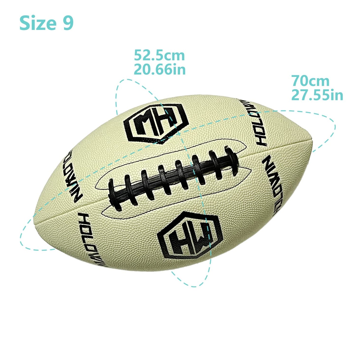 HW HOLOWIN Glow in The Dark Football Size 9 Indoor Outdoor Night Game