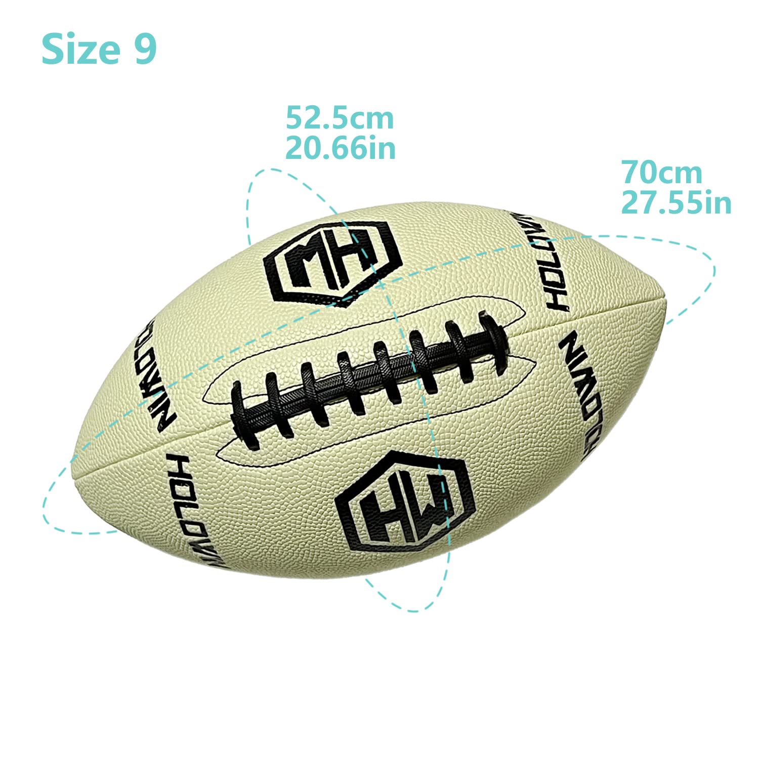 HW HOLOWIN Glow in The Dark Football Size 9 Indoor Outdoor Night Game