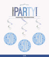 Unique 83800 Blue Prismatic 50th Birthday Hanging Decorations,32" 6 Pcs, Age 50