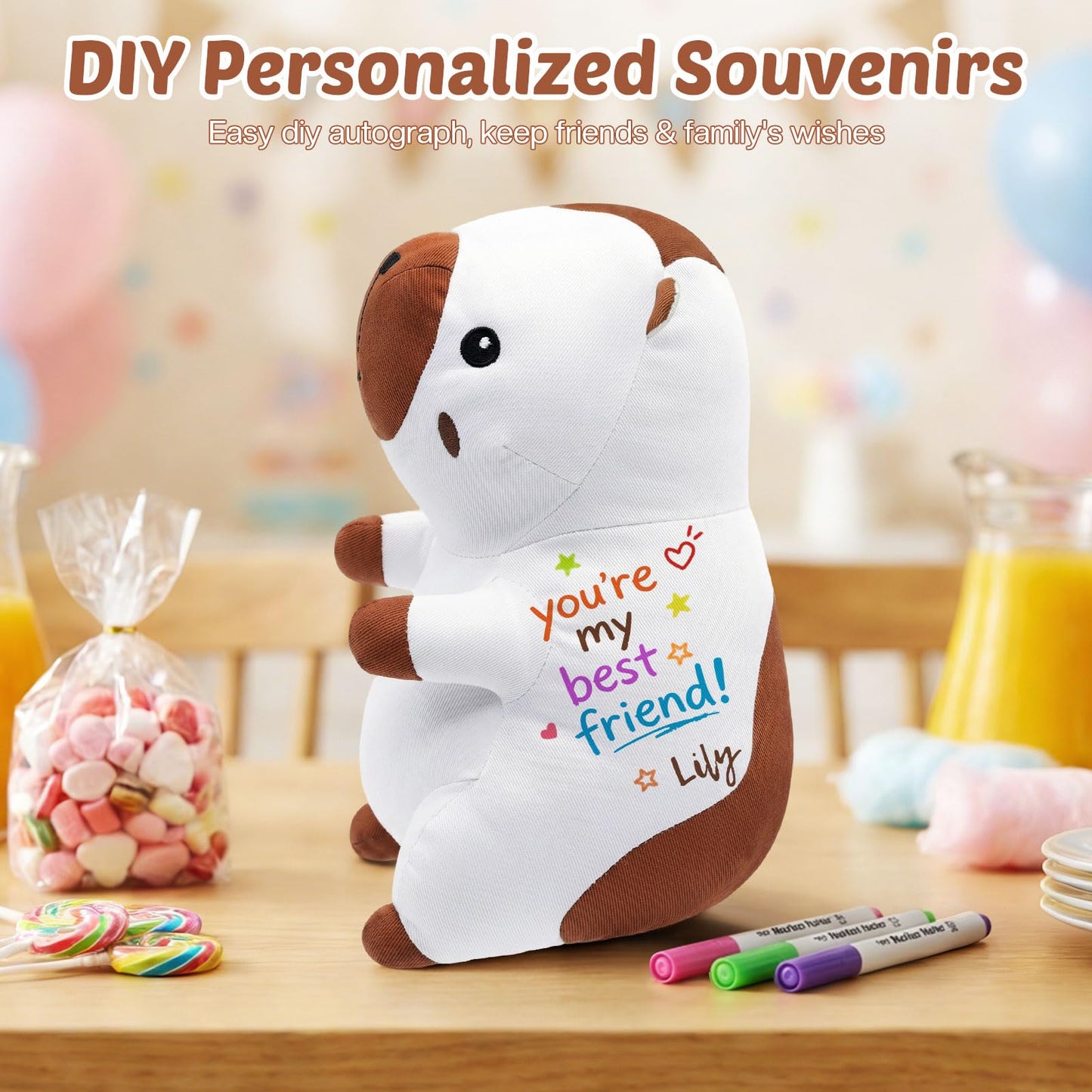 ZJoey Blank Capybara DIY Toys Make Your Own Stuffed Holiday Plush Gifts Stuffed Teddy Animal for Graduation Birthday Friends Gift(Capybara)
