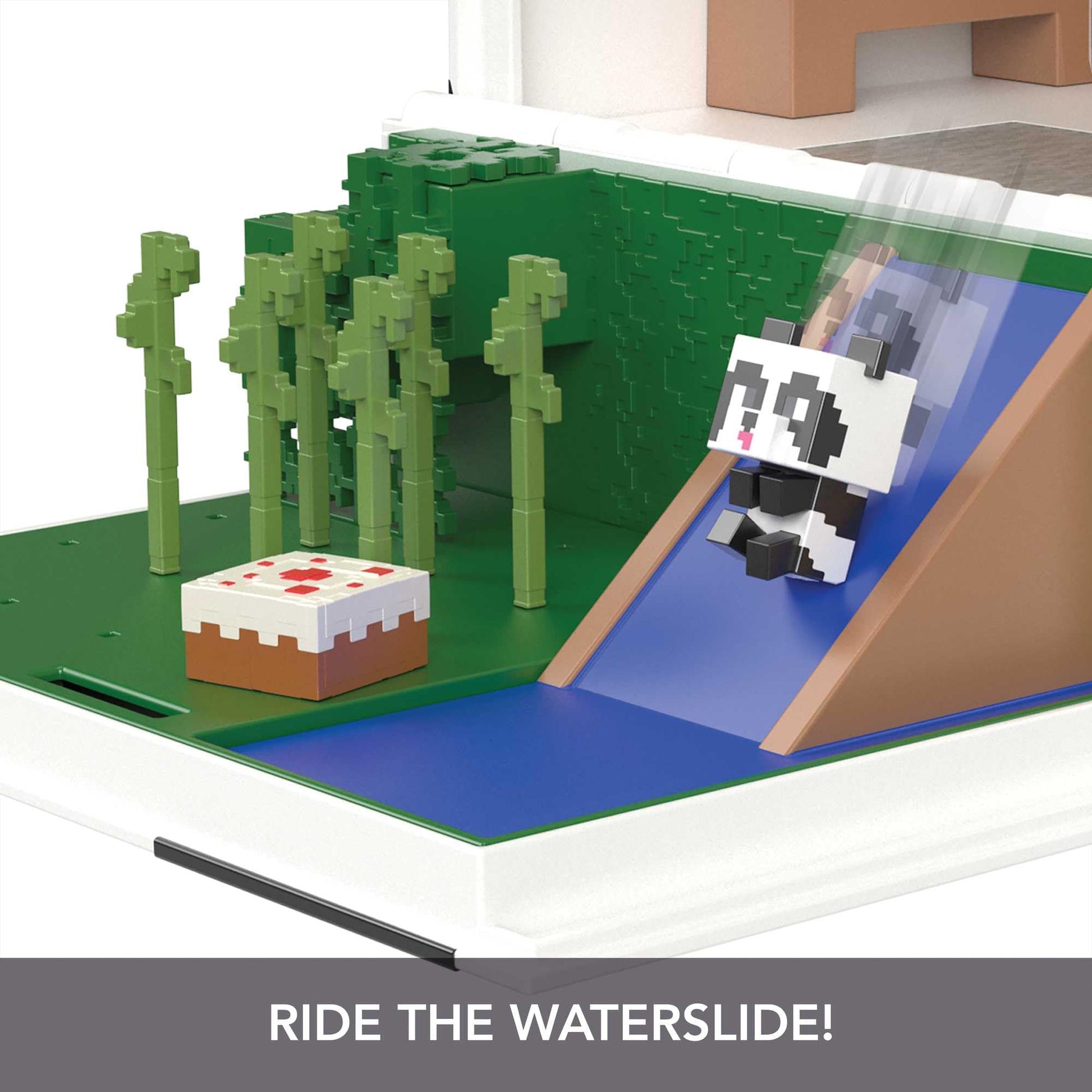 Mattel Minecraft Mob Head Minis Toys, Panda Playhouse Playset with 2 Panda Action Figures, Removable Bamboo Shoots & Cake Slice Accessories
