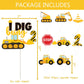 210 Pcs Construction 2nd Birthday Decorations - Includes Plates Napkins Cups Cake Cupcake Toppers Banner Hanging Swirls Tablecloths Balloons