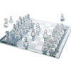 Gamie Premium Glass Chess Set, 12 Inch - Elegant Design - Durable Build - 32 Frosted and Clear Pieces - Felted Bottoms - Easy to Carry - Stable