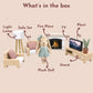 SPEEDY MONKEY Cozy Kids Dollhouse Living Room Playset with Bunny Sofa & TV
