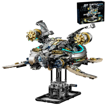 Myth Qholve Mechanical Turtle Building Block with Hand-Crank Gear Motion, Steampunk?Educational Construction Set for Adults Teens and Model