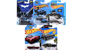 Hot Wheels Batman Themed Random 5 Pack Lot of Assorted Diecast Toy Vehicles [No Duplicates!]