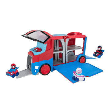 Marvel Spidey and his Amazing Friends Web Transporter Feature Vehicle, Lights & Sounds - Includes 3 Amazing Mini Vehicles, Unisex
