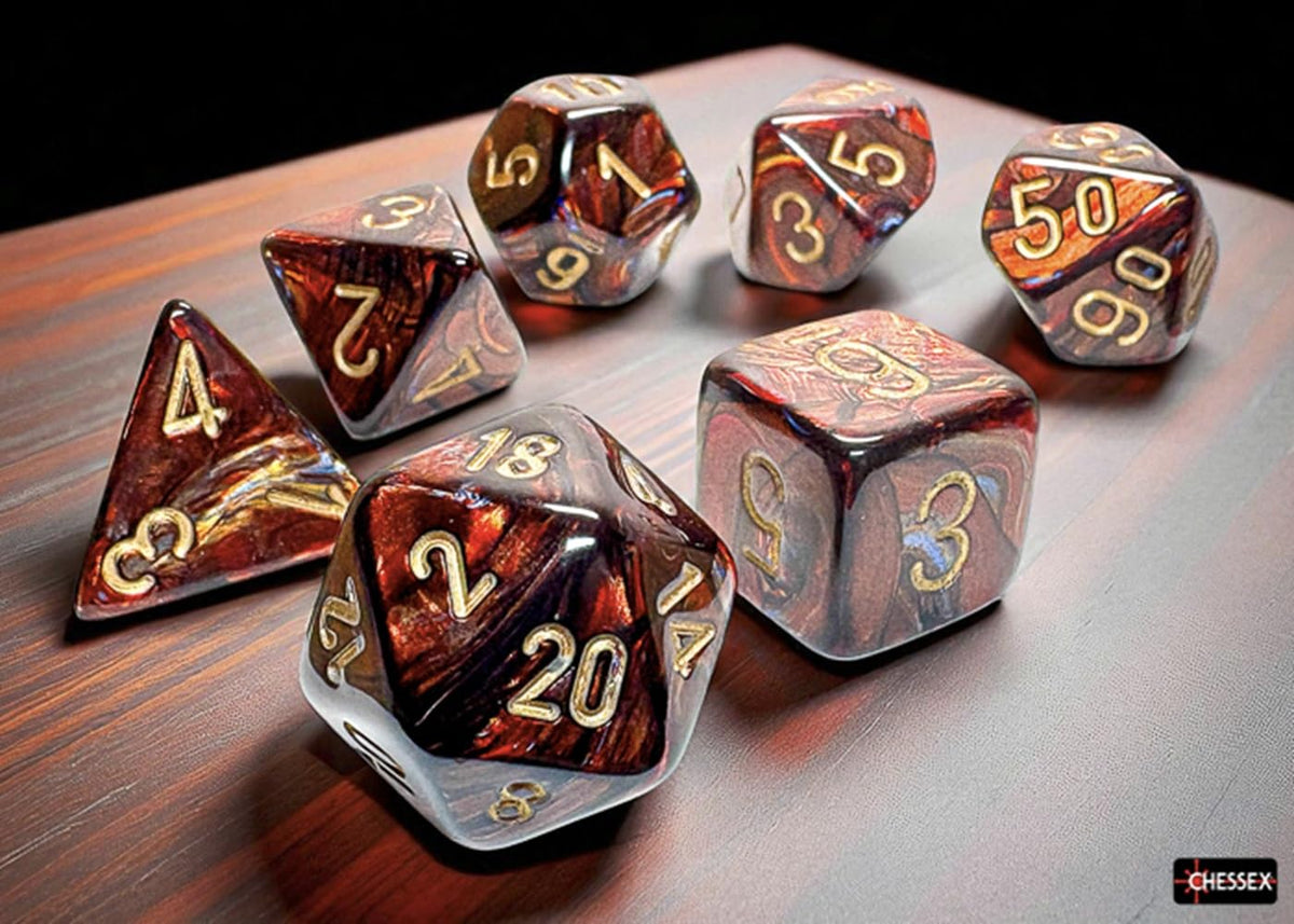 Chessex Mega-hedral Poly Set - Scarab, Blue Blood w/Gold (7)