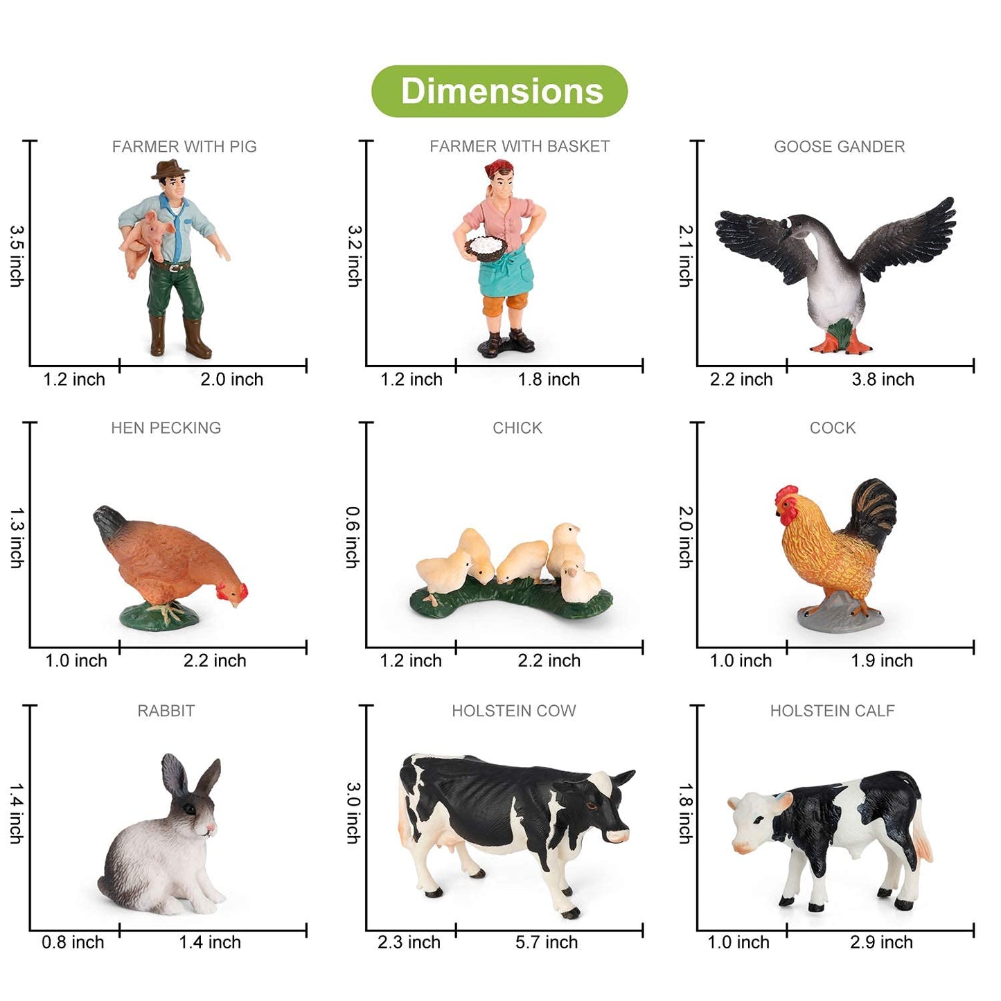 Volnau Farm Animal Toys Figurines 14PCS Barn Figures for Toddlers Kids Preschool Educational Cow Sheep Cock Hen Dog Pig Sets Christmas Decoration Gift
