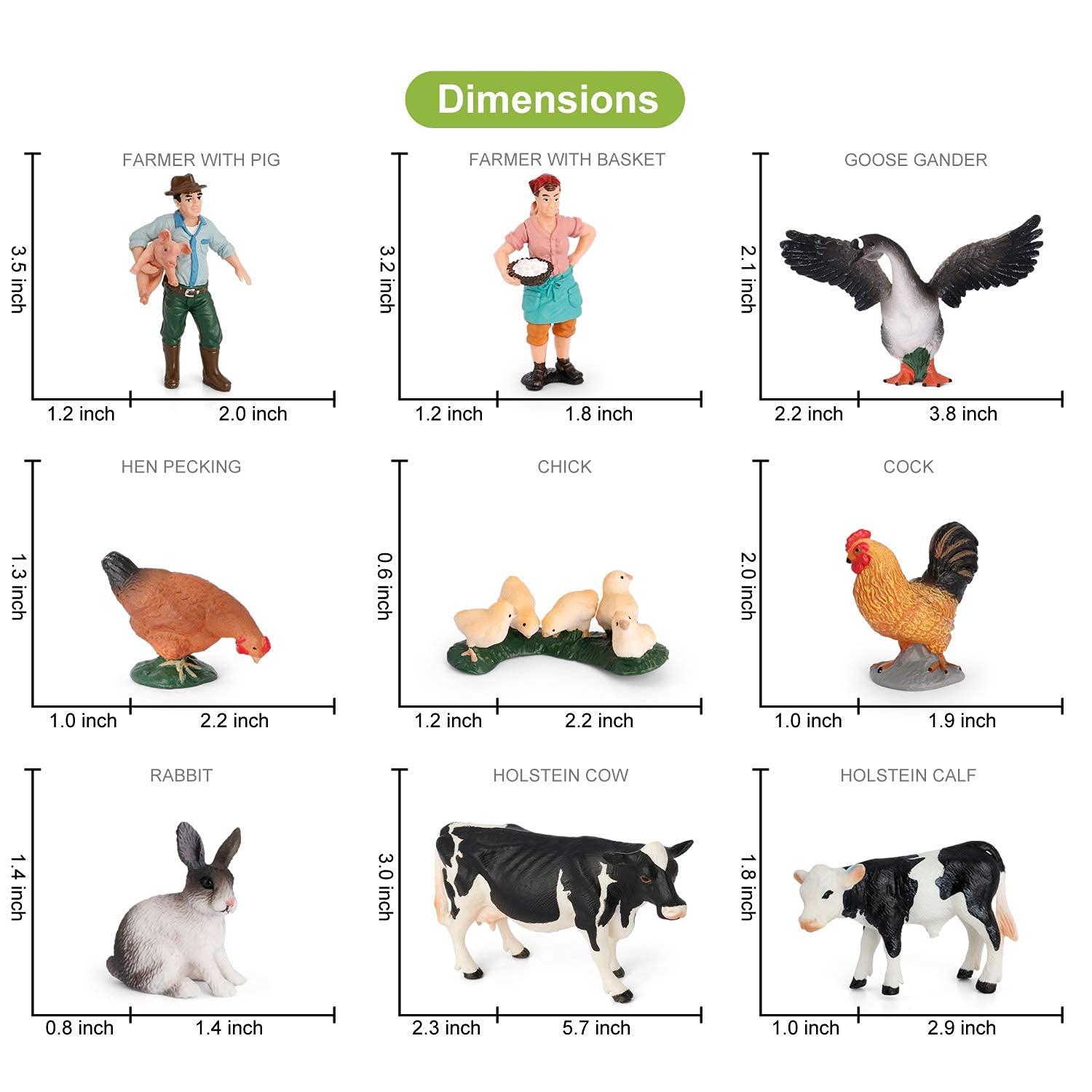 Volnau Farm Animal Toys Figurines 14PCS Barn Figures for Toddlers Kids Preschool Educational Cow Sheep Cock Hen Dog Pig Sets Christmas Decoration Gift