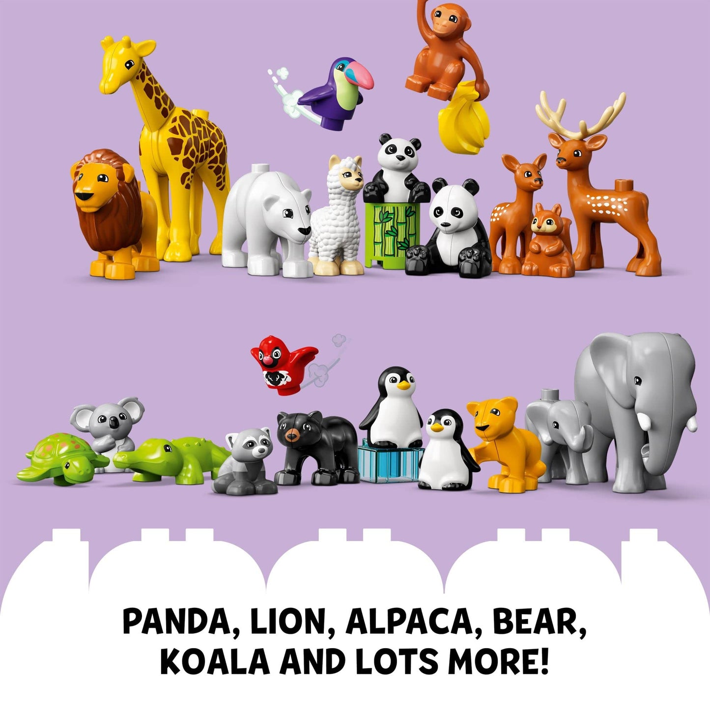 LEGO DUPLO Wild Animals of The World Building Set, Includes Sounds, World Map Playmat, 22 Animal Figures, Educational Gift, Learning Toy for Girls &