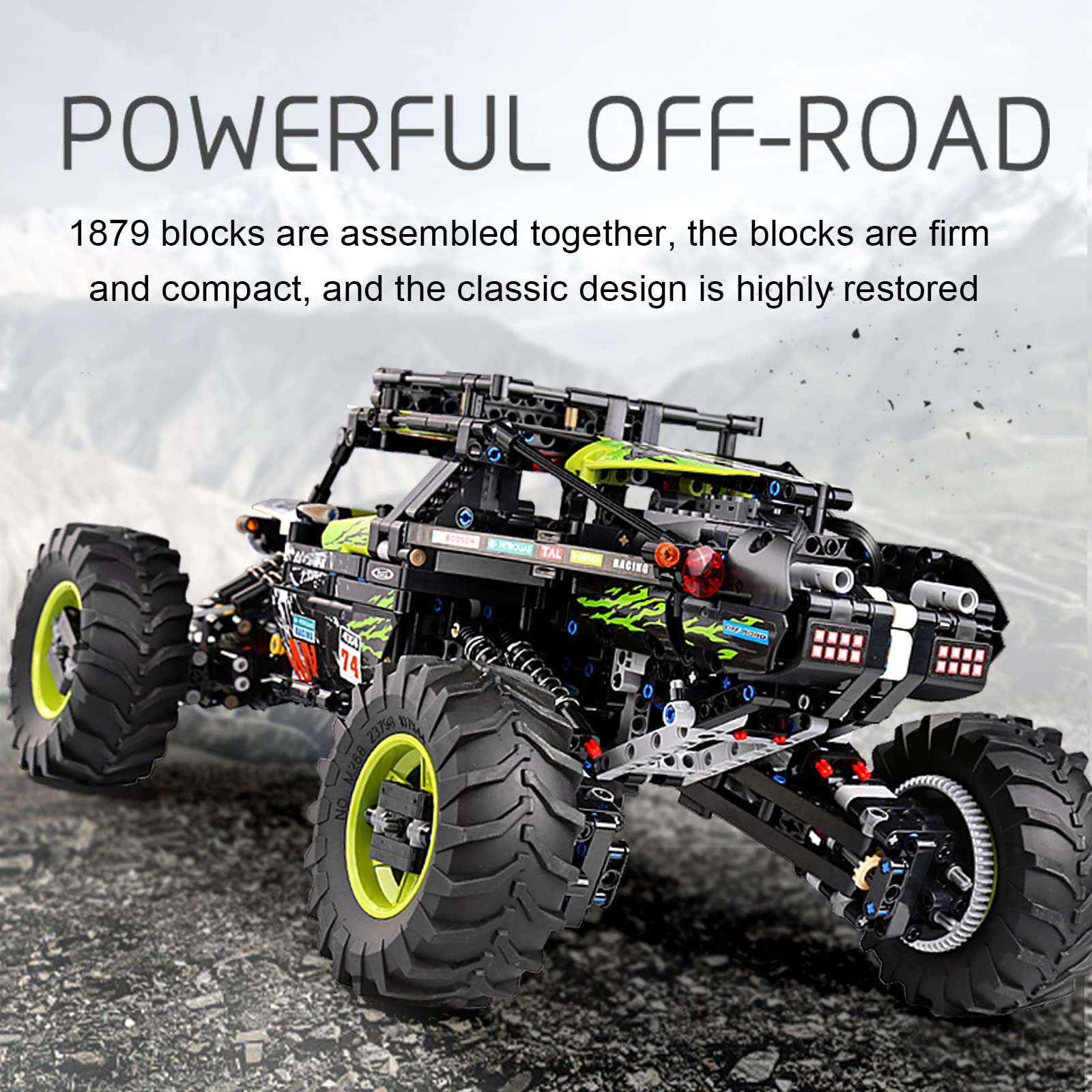 Mould King 18002 RC Climbing Car Building Kits, 1879 Pieces MOC Building Blocks 4X4 Off-Road Truck Model Sets, Stem Remote Control Car Bricks Toys