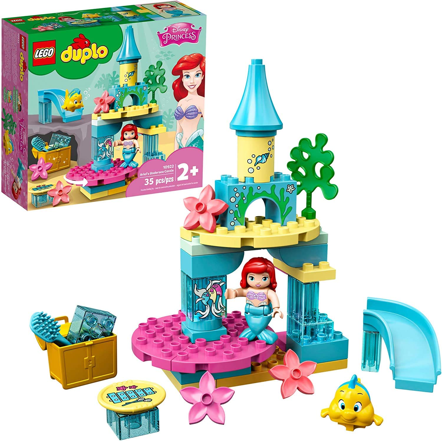 LEGO DUPLO Disney Ariel's Undersea Castle 10922 Imaginative Building Toy for Kids; Ariel and Flounder’s Princess Castle Playset Under The Sea (35