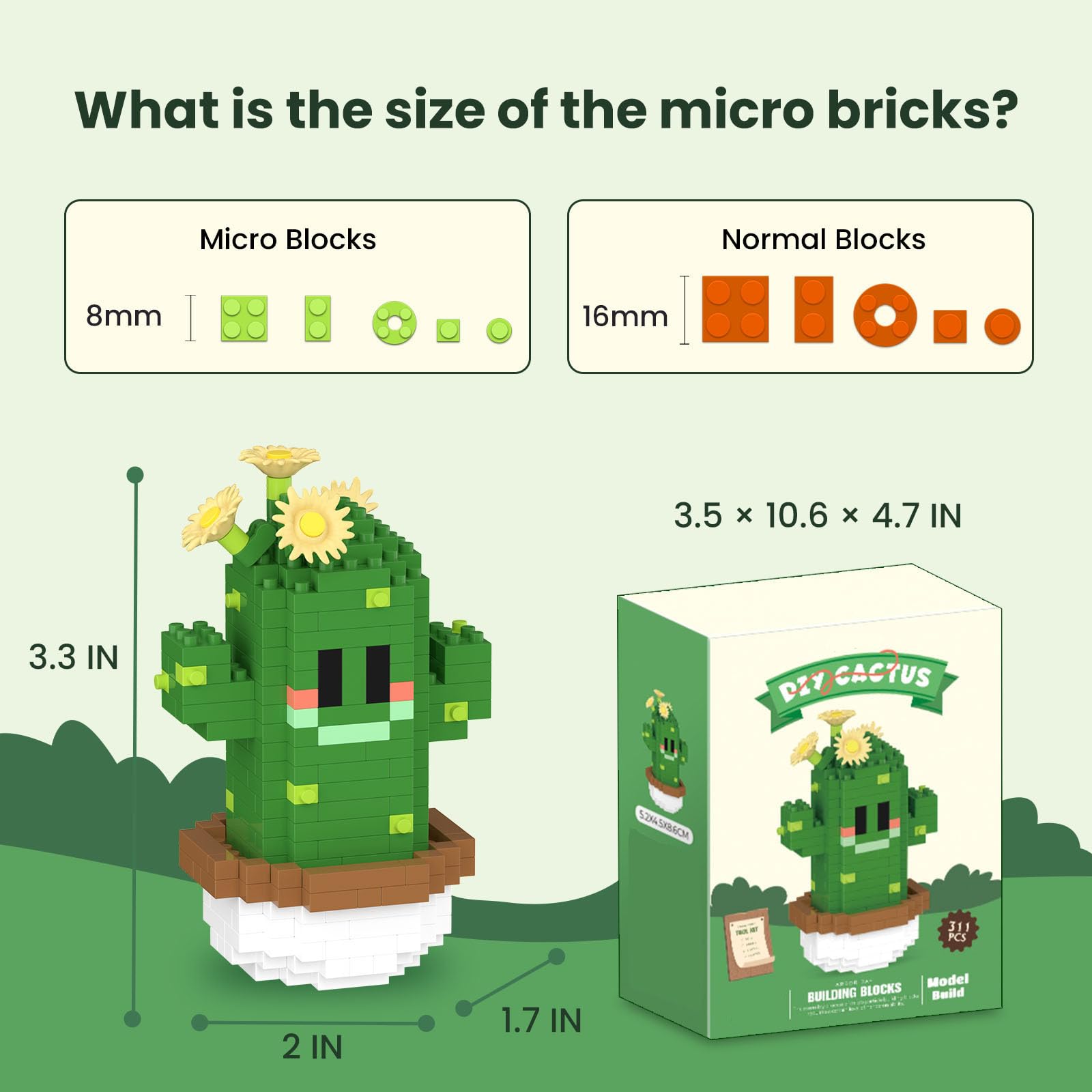 HIGH GODO Flowers & Cactus Party Favors Building Sets, 6 Pack Succulents Tiny Plants Bonsai Décor Model Kits, Goodie Bag Stuffers, Prize Box Toys
