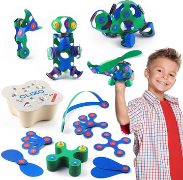 Clixo Crew 30 Piece Pack - The Flexible, Durable, Imagination-Boosting Magnetic Building Toy - Modern, Modular Designs for Hours of STEM Play.