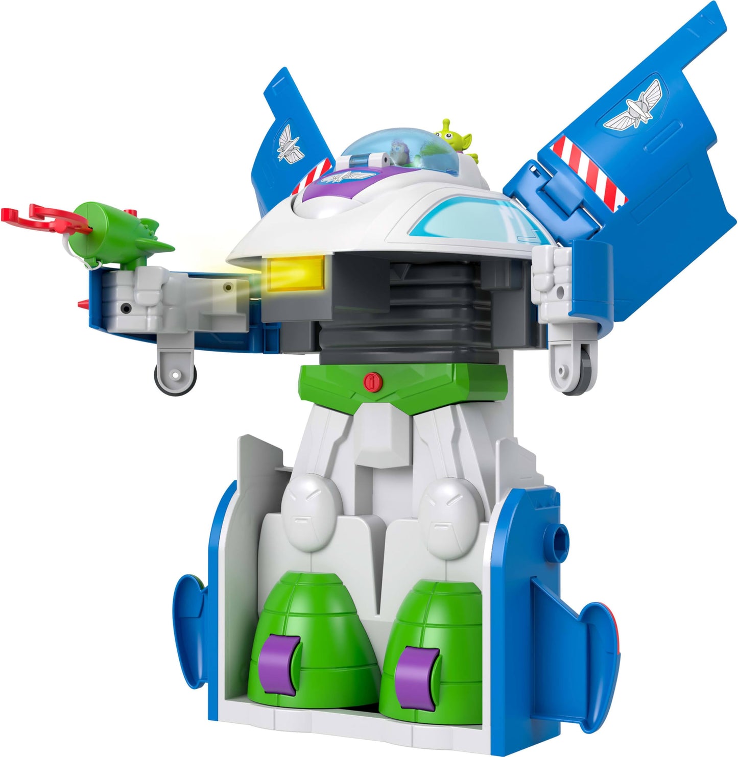 Fisher-Price Imaginext Transforming Buzz Lightyear Ship Toy Vehicle with Lights, Sounds,3-inch Action Figures, Launcher and Projectiles