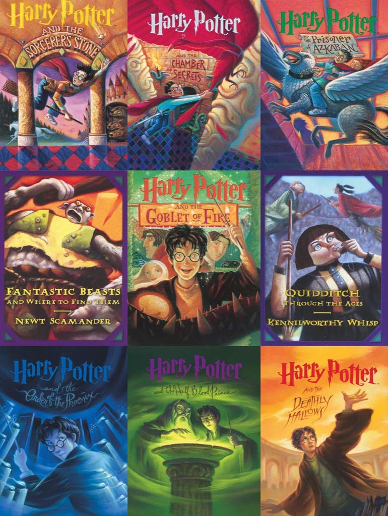New York Puzzle Company - Harry Potter Book Cover Collage - 500 Piece Jigsaw Puzzle for Family Game Nights by Mary GrandPré