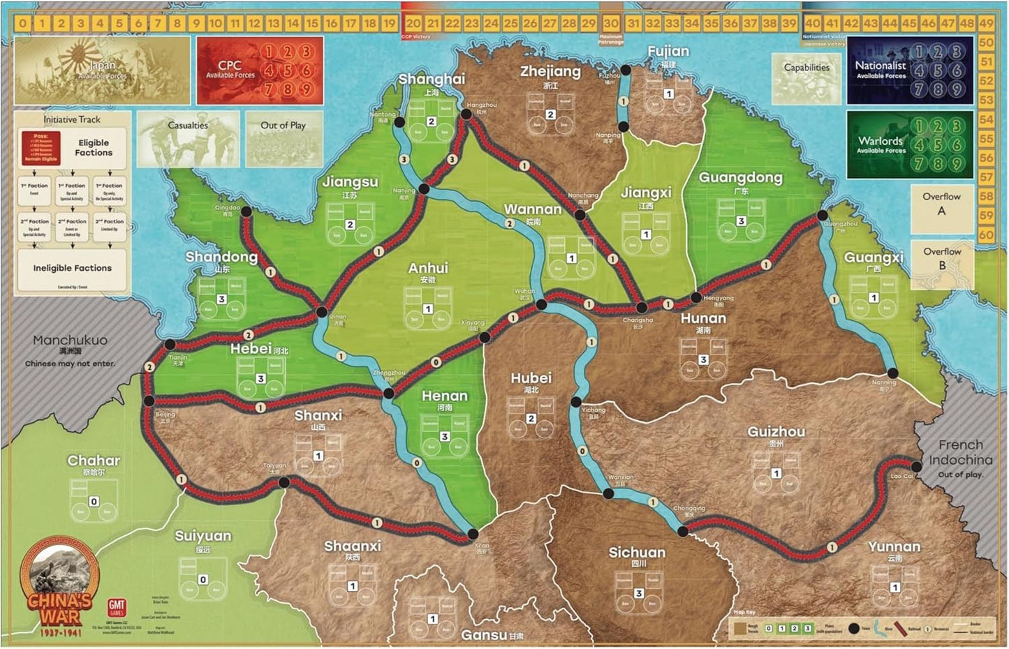 GMT Games China's War 1937-1941, Strategic Board Game, for Adults Ages 18+