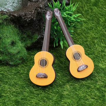 Healifty 2 Pcs Mini Guitar Props 2.55 Inch Wooden Miniature Guitar Ornaments for Dollhouse Accessories Desktop Craft Decoration