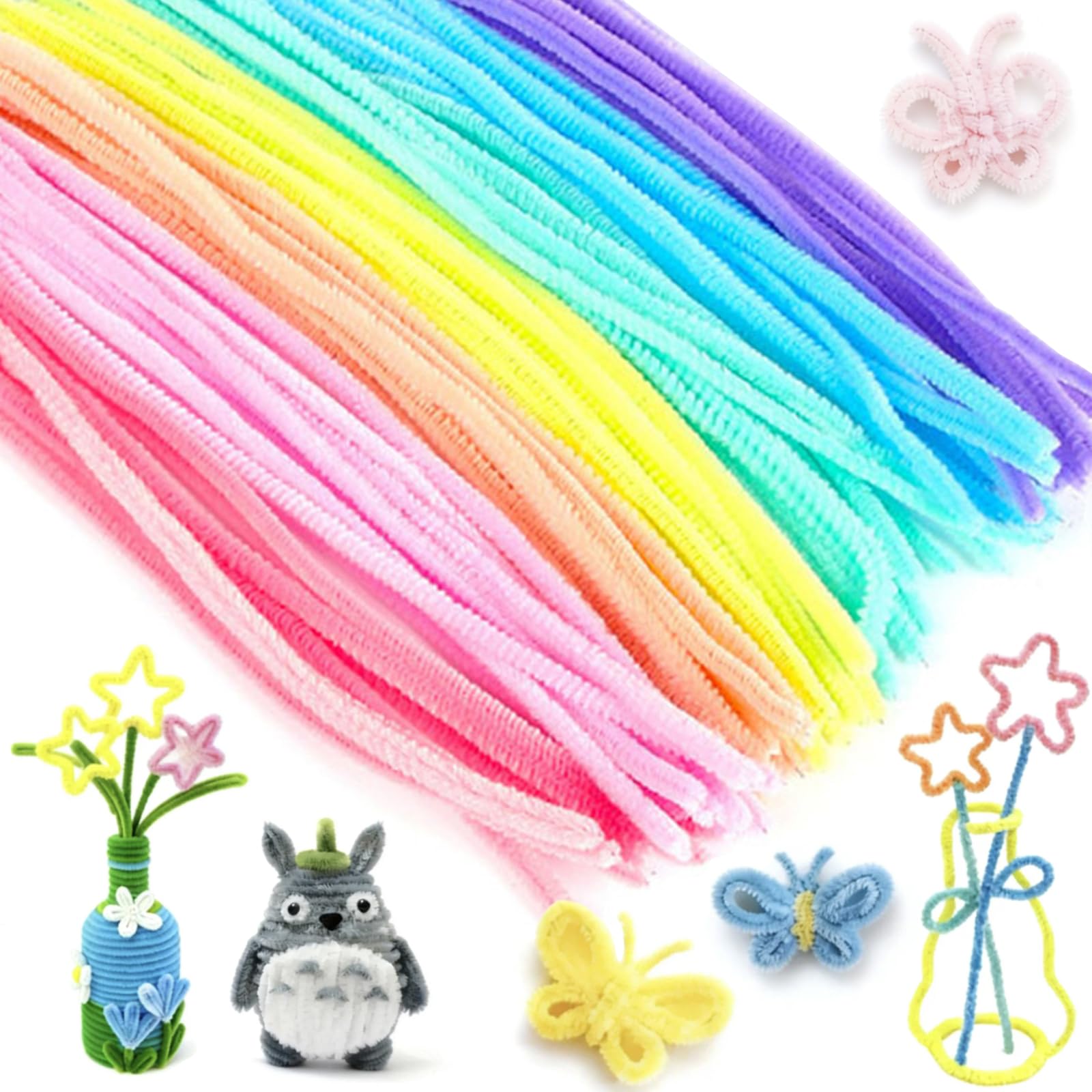 300 Pieces of Colored Chenille Pipe Cleaners, Creative DIY, Handicraft
