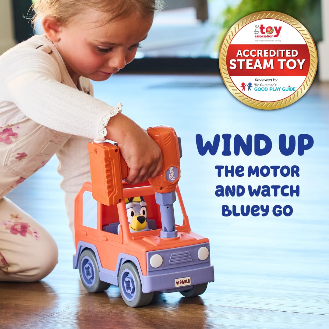 BUILD-A-BUDDY Bluey Car - Buildable Motorized Vehicle for Take Apart Play - Includes Figure and Toy Drill - Officially Licensed Bluey Toys - Kids