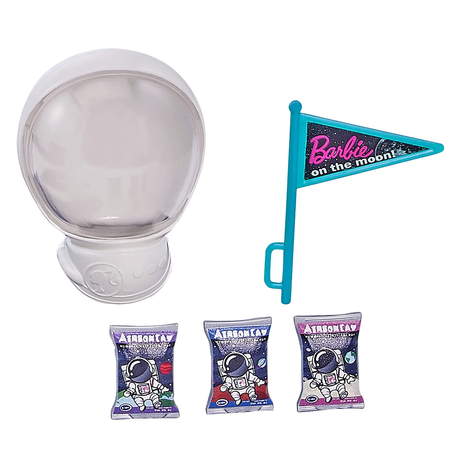Barbie Space Discovery Astronaut Doll, Blonde, in Spacesuit with Helmet, Gloves, Flag & 3 Mini Packs of Astronaut Food (Non-Edible) for 3 to 7 Year