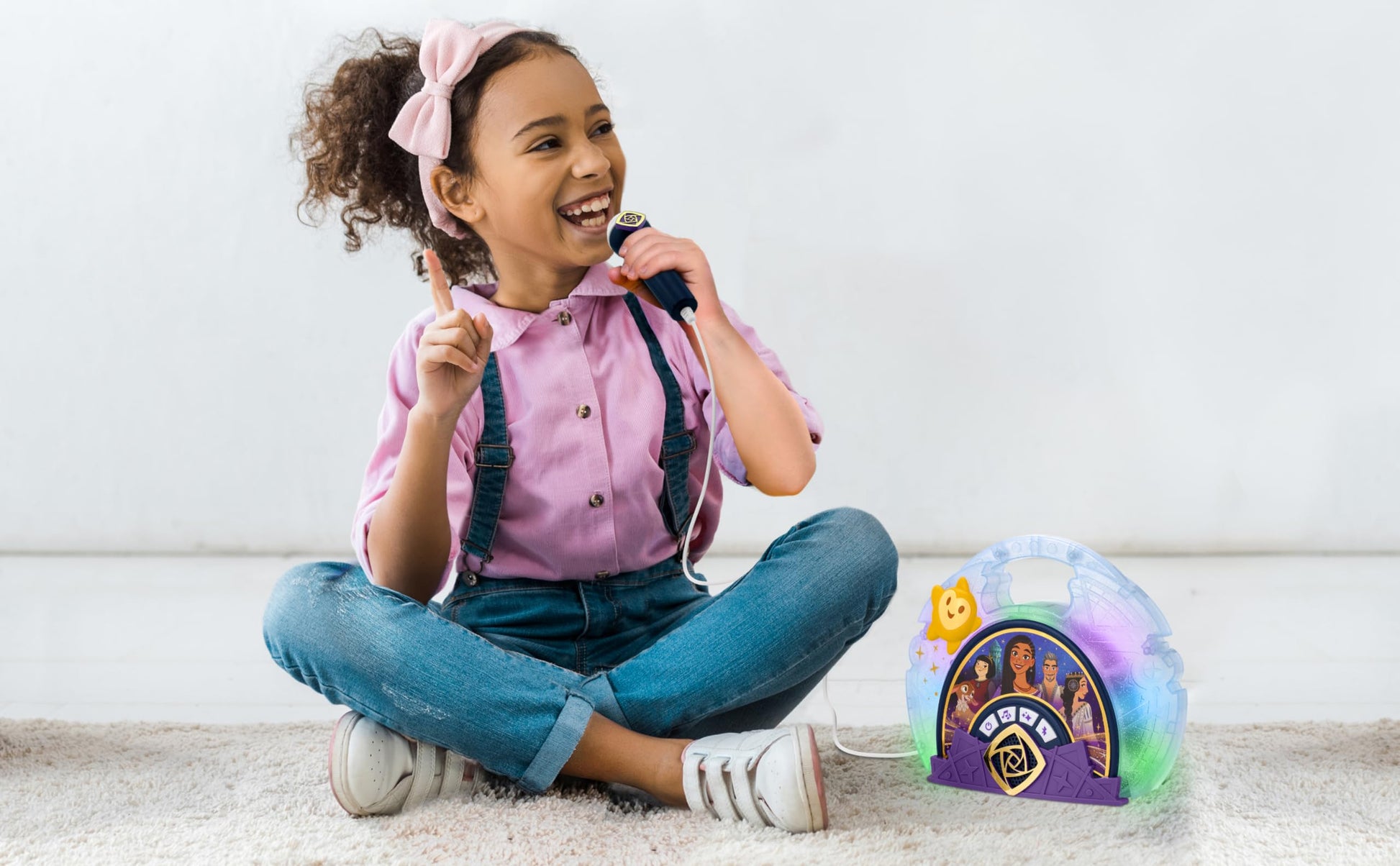 eKids Disney Wish Karaoke Microphone with Bluetooth Speaker for Fans of Disney Toys, Kids Karaoke Machine with Built in Music