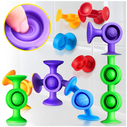Baby Bath Toys Suction Toy: No Hole Bath Toy for Baby Toddlers Sensory Fidget Toys for Autism Fine Motor Skills Suction Cup Toys for Boys Girls