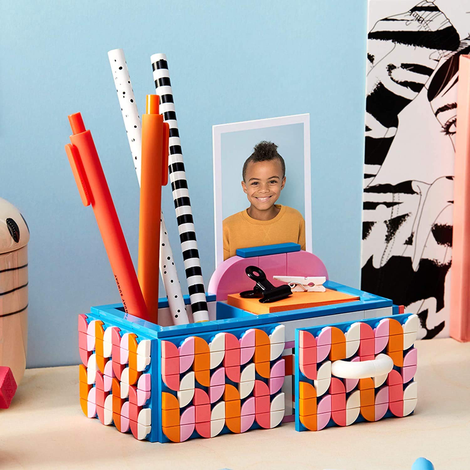 LEGO DOTS Desk Organizer 41907 DIY Craft Decorations Kit for Kids who Like Designing and Redesigning Their Own Room Decor Items to Use, Makes a Fun