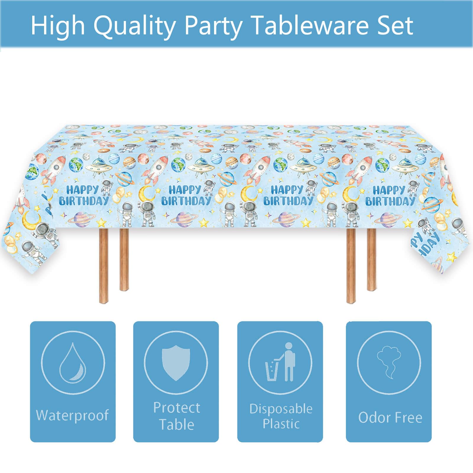 Space Birthday Party Tablecloths 1pc First Trip Around The Sun Table Cover Two The Moon Table Cloths for Ourter Space Theme Boys Baby Shower 1st 2nd
