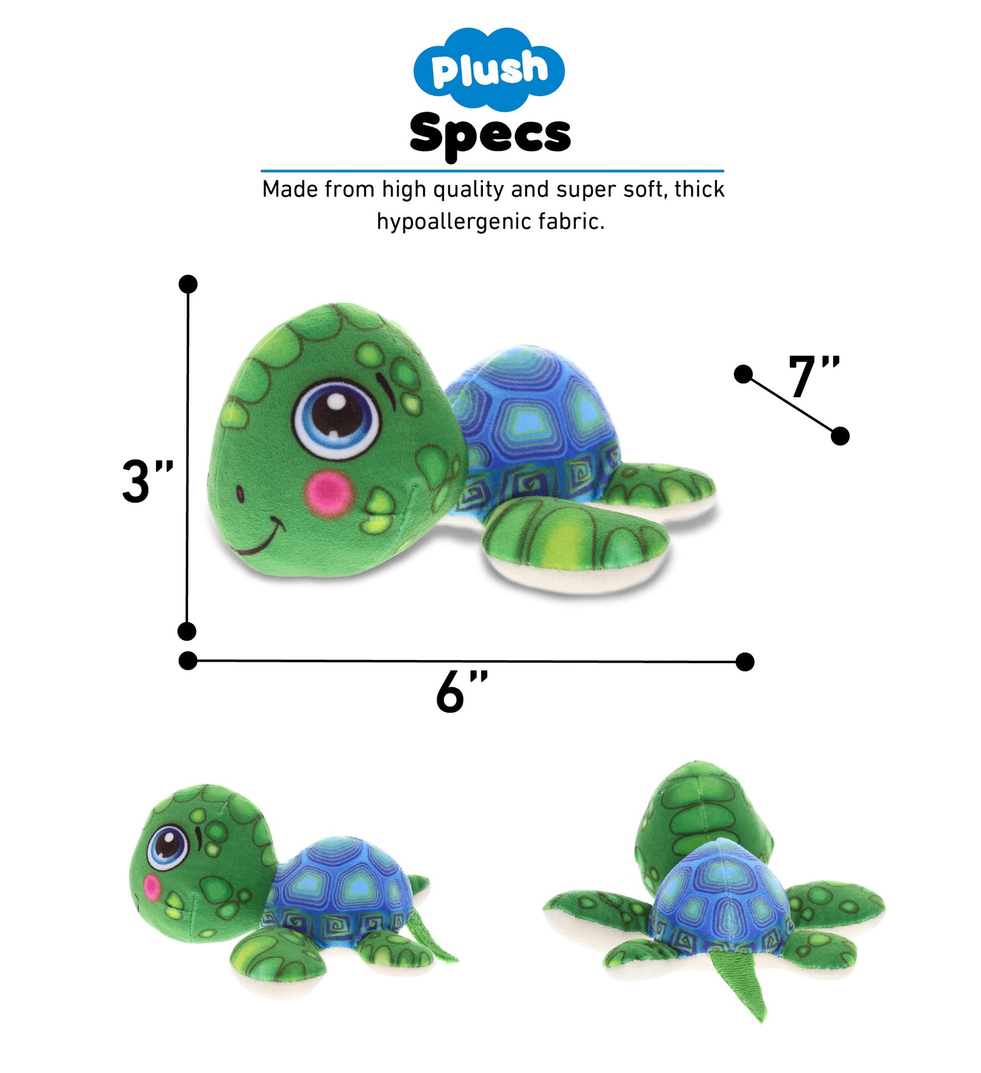 DolliBu Sea Turtle Stuffed Animal Plush Toy, Kids & Adults Huggable Turtle Plush Cuddle Gifts, Cute Stuffed Animals for Girls & Boys 5.5 Inches