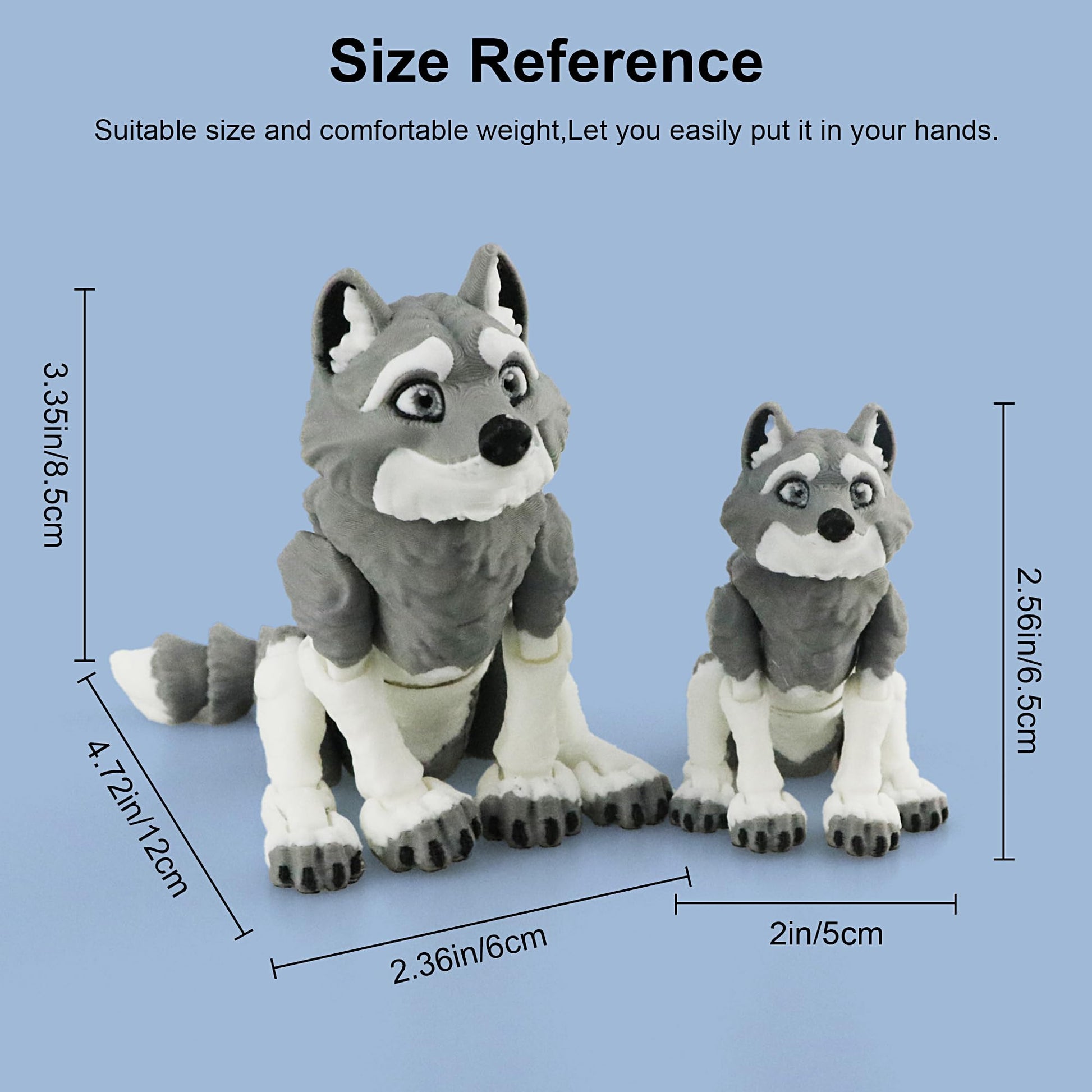 LehuoMaker 3D Printed Animals Wolf, Flexible Articulated Poseable 3D Printed Animals - Fidget Desk Pets Gift Classroom Rewards Toys