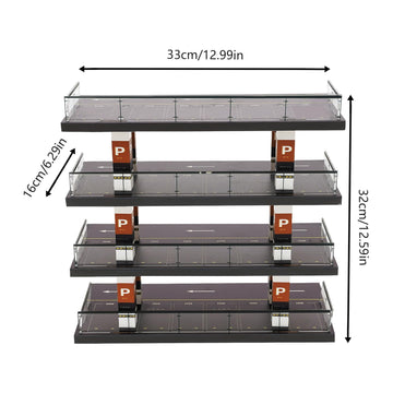4-Tiers Model Car Display Case, 1/64 Scale Hot Diecast Wheels Display Case Toy Car Storage, Small Parking Garage Diorama Children's Birthday Presents