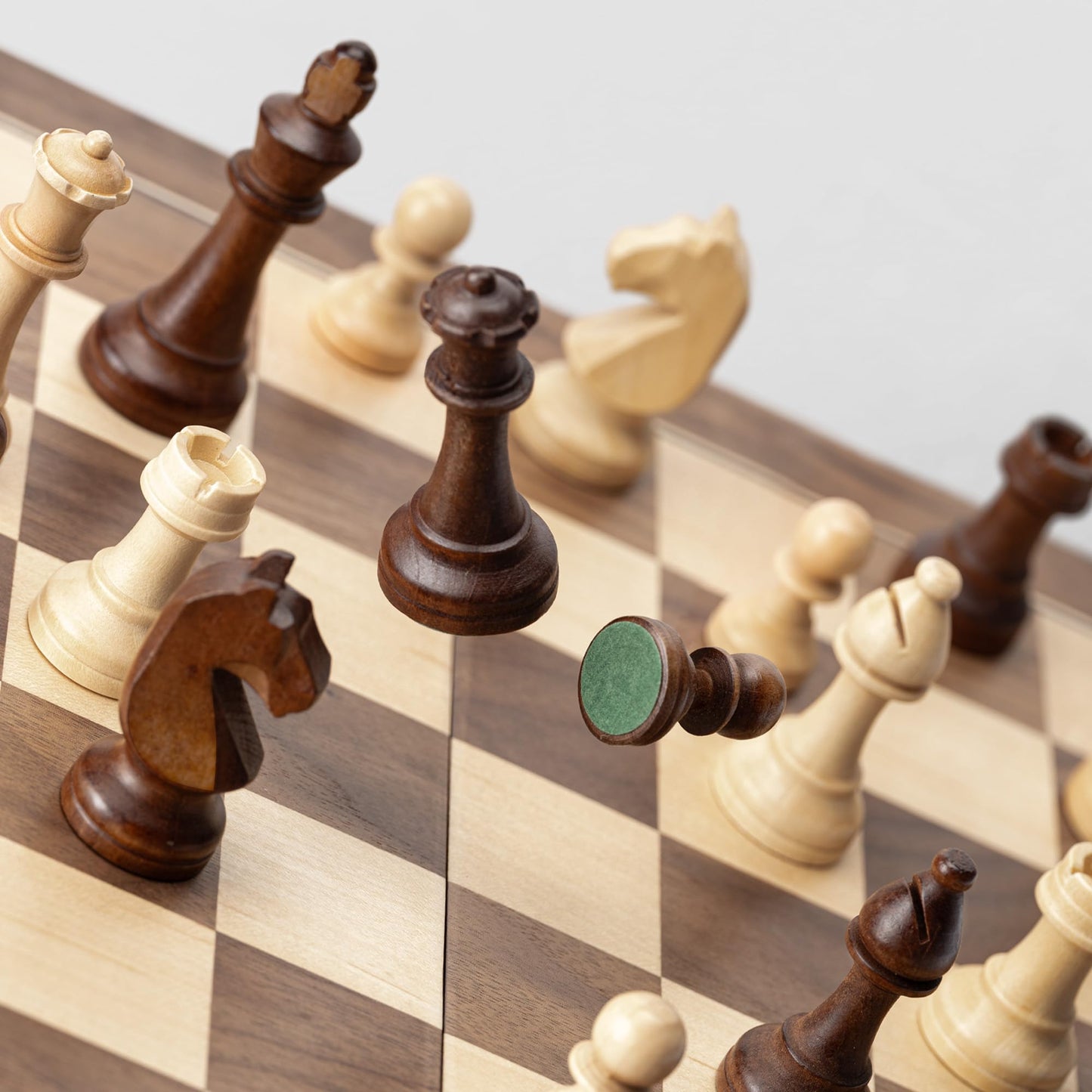 A&A 15" Magnetic Wooden Chess Set, Handmade 3" King Height Unique Chess Pieces with 2 Extra Queens, Tournament Portable Travel Chess Game Set