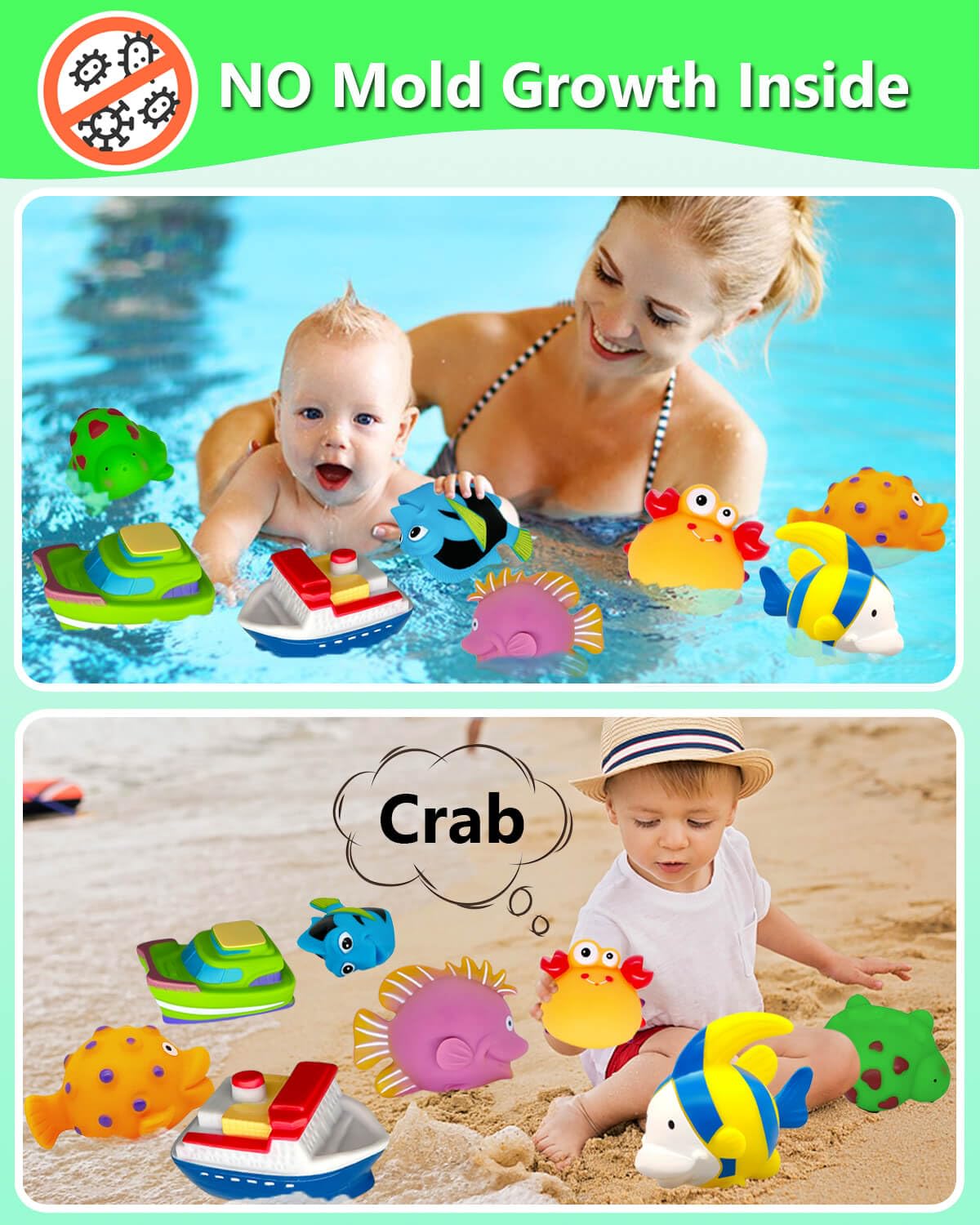Bath Toys for Kids Ages 1-3 - Christmas Stocking Stuffers - Birthday Gifts for 1 2 3 Year Old Boys Girls Mold Free Bath Toy - Toddler Pool Bathtub