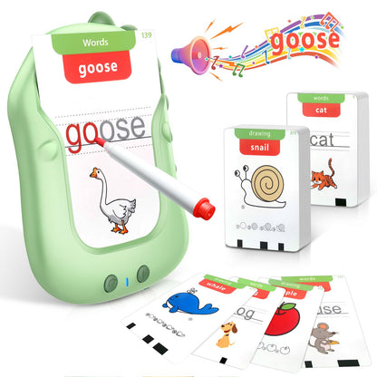 Reusable Writing & Drawing Talking Flash Cards for Toddlers 2-6, 336 Words Phonics Learning Toys with 8 Color Pens, Montessori Speech Therapy Autism