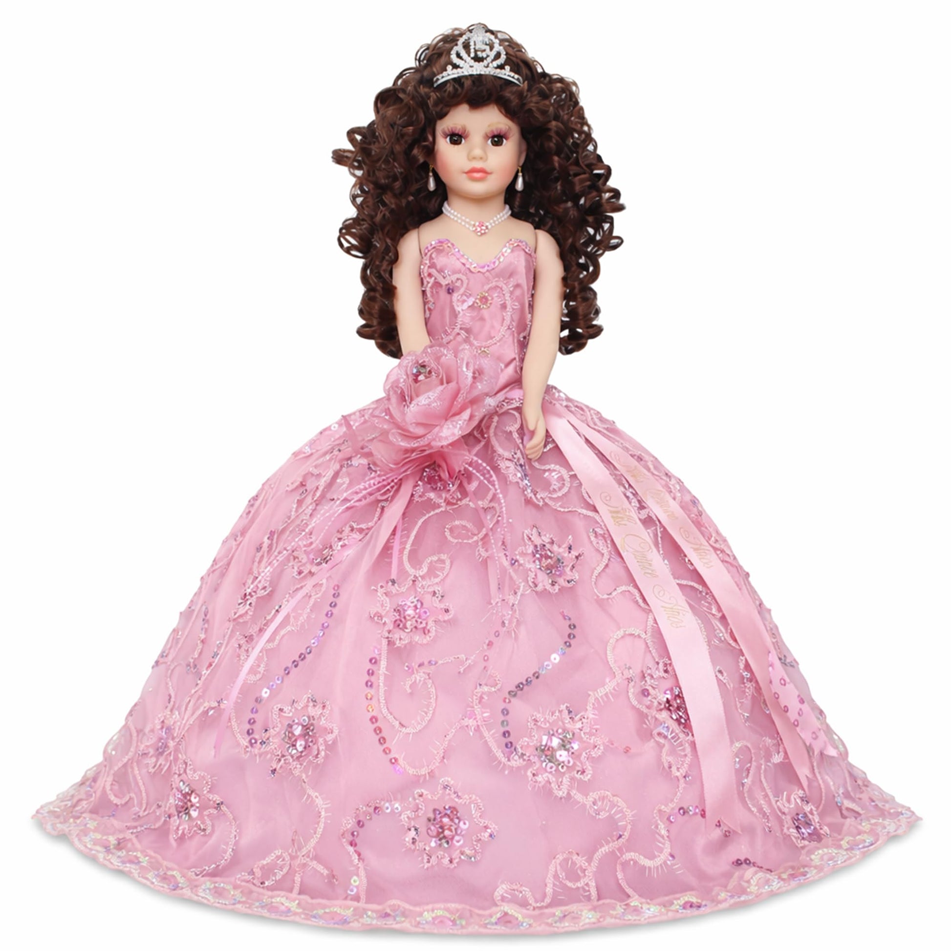 18” Quinceañera Last Doll with Umbrella Dress Stand - Última Muñeca Mis Quince Años Keepsake, Traditional Hispanic Mis 15 Doll, Ceremony & Table