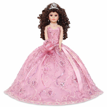 18” Quinceañera Last Doll with Umbrella Dress Stand - Última Muñeca Mis Quince Años Keepsake, Traditional Hispanic Mis 15 Doll, Ceremony & Table
